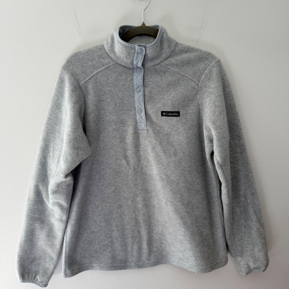 Columbia‎ Benton Springs Fleece Pullover Womens Medium Gray Snap Mock Neck